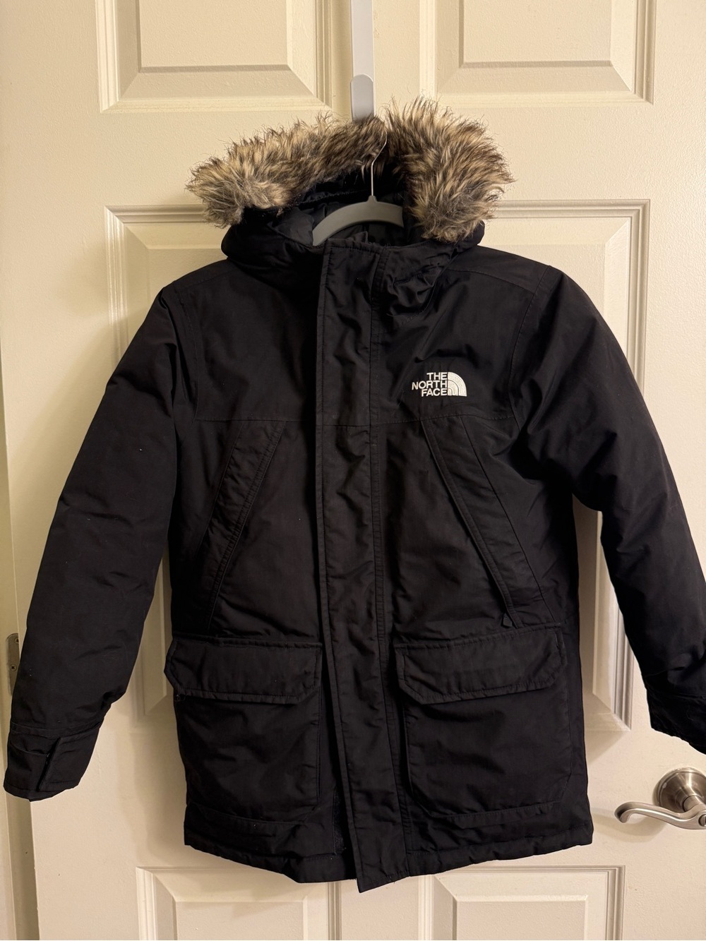 The North Face Kids Black Puffer Parka with Faux-Fur Hood